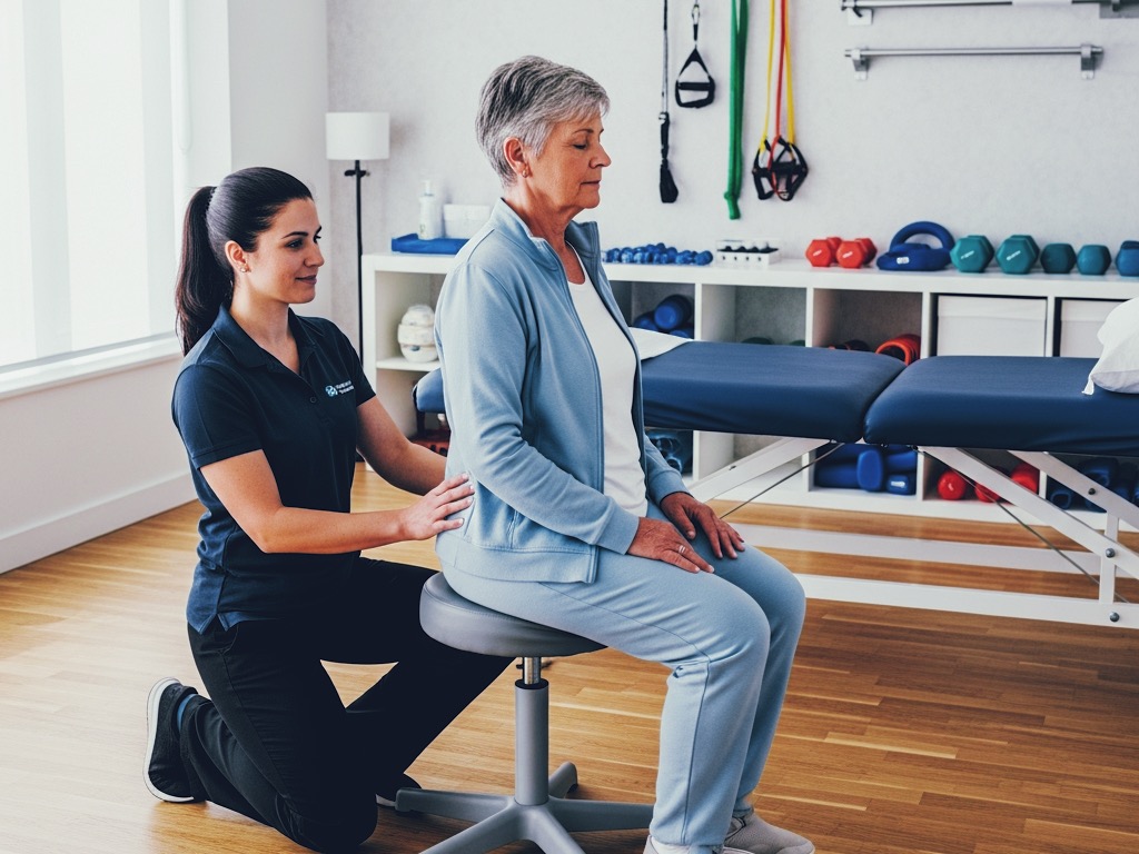 Physiotherapeutin bei der Atemtherapie für Patienten mit Lungenerkrankungen