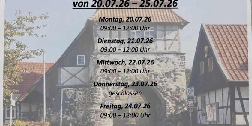 Tourismus-Information hat diese Woche kürzer geöffnet