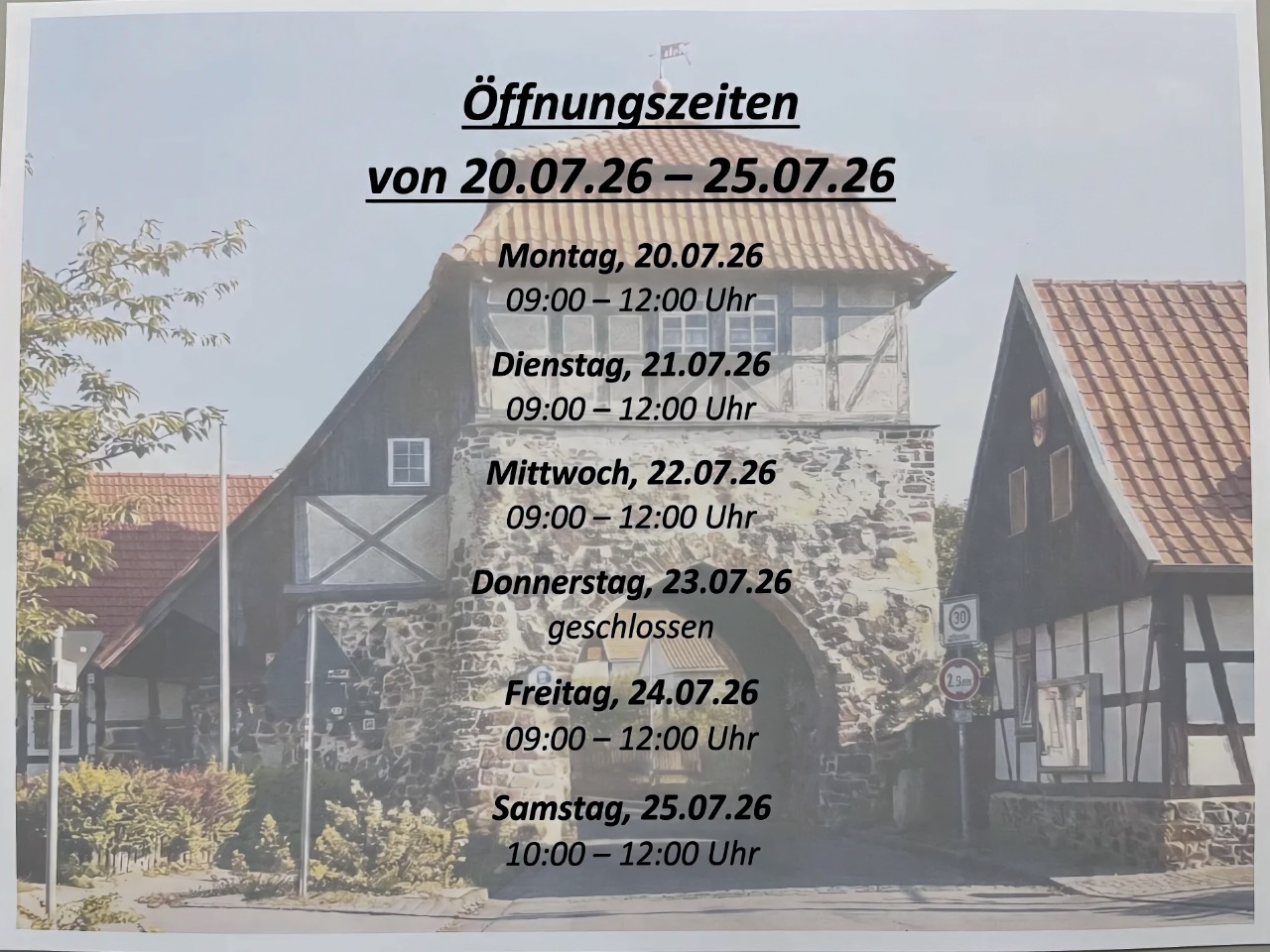 Tourismus-Information hat diese Woche kürzer geöffnet